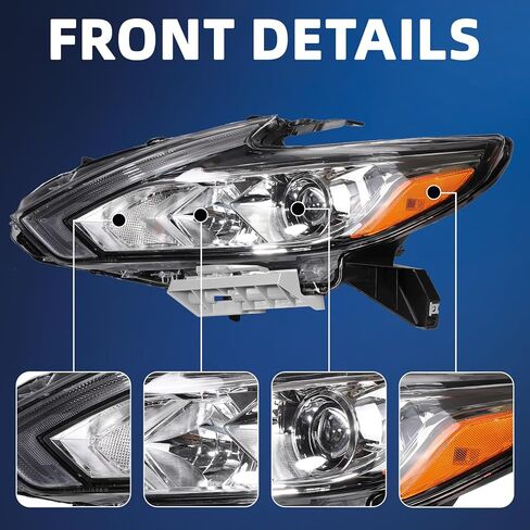 مجموعة المصابيح الأمامية الهالوجين Zhaoyang متوافقة مع 2016 2017 2018 Nissan Altima Chrome Shell عدسة شفافة بديلة للمصابيح الأمامية بدون مصابيح (جانب السائق الأيسر) in Saudi Arabia