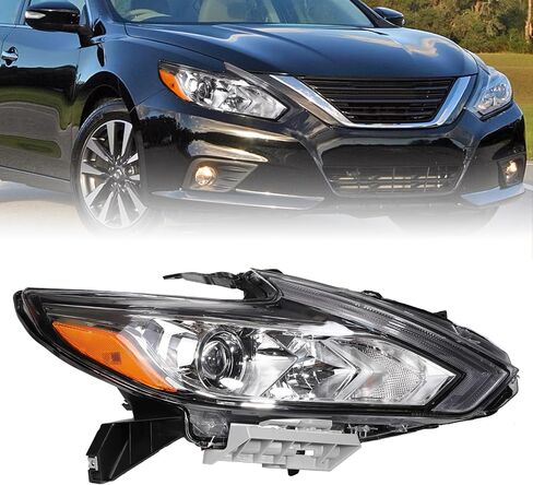 مجموعة المصابيح الأمامية الهالوجين Zhaoyang متوافقة مع 2016 2017 2018 Nissan Altima Chrome Shell عدسة شفافة بديلة للمصابيح الأمامية بدون مصابيح (جانب السائق الأيسر) in Saudi Arabia