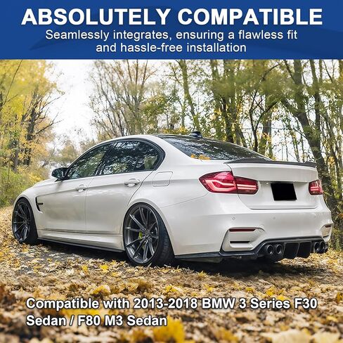 جناح سبويلر خلفي متوافق مع 3 سلسلة F30 330i 320i 328i 335i 340i 2012-2019 غطاء صندوق السيارة الخلفي، أداء نمط ألياف الكربون - نمط CS in Kuwait