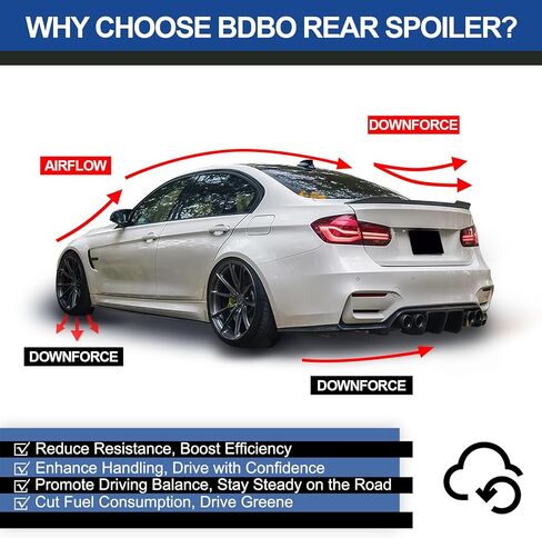 جناح سبويلر خلفي متوافق مع 3 سلسلة F30 330i 320i 328i 335i 340i 2012-2019 غطاء صندوق السيارة الخلفي، أداء نمط ألياف الكربون - نمط CS in Kuwait