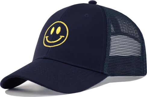 قبعة Smile Face Trucker Baeball للرجال والنساء، قبعات كروية صيفية شبكية قابلة للتعديل قابلة للتنفس in Kuwait