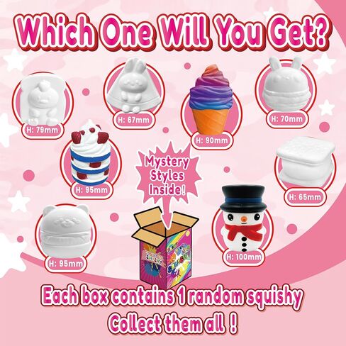DIY Paintable Squishies Blind Box 1 Pack – Make Your Own Squishies with Cute Mystery Shapes, Surprise Arts & Crafts Gifts for Girls 6–12, Foam Fidget Toys for Kids 3-6 in Saudi Arabia