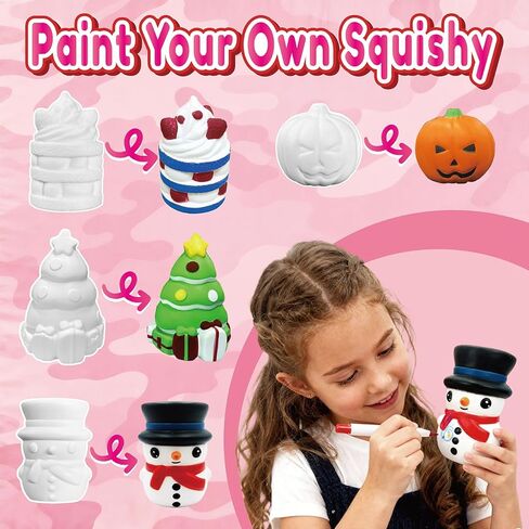 DIY Paintable Squishies Blind Box 1 Pack – Make Your Own Squishies with Cute Mystery Shapes, Surprise Arts & Crafts Gifts for Girls 6–12, Foam Fidget Toys for Kids 3-6 in Saudi Arabia