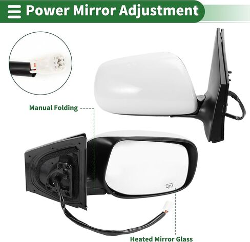 Motoforti Right Side Door Mirror Replacement Side View Mirror Assembly for Toyota Corolla 2009-2013 No.8791012D60 White Power Mirror Adjustment in Saudi Arabia
