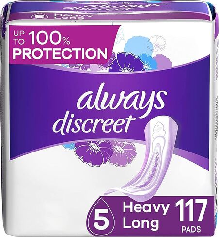 فوط سلس البول الثقيلة الطويلة للبالغين من شركة Always Discreet، إجمالي 128 قطعة in Kuwait