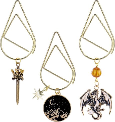 Fantasy Acotar Metal Bookmark - 3 PCs Cool Fourth Wing Dragon Sword Large Paperclips Book Mark Gifts Charm Merch Personalized Page Marker Reading Lover Women Men Bookish School Accessories in Saudi Arabia