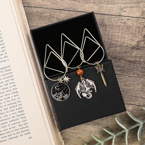 Fantasy Acotar Metal Bookmark - 3 PCs Cool Fourth Wing Dragon Sword Large Paperclips Book Mark Gifts Charm Merch Personalized Page Marker Reading Lover Women Men Bookish School Accessories in Saudi Arabia