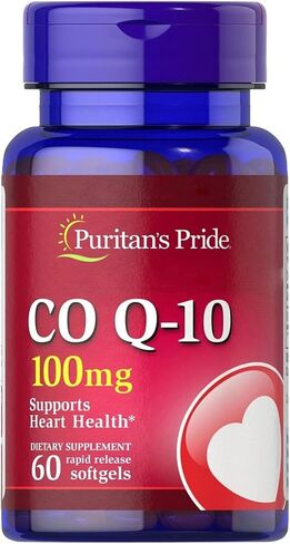 Puritan's Pride Q-Sorb CoQ10 100 ملغ، يدعم صحة القلب، 60 كبسولة هلامية سريعة الإصدار، 60 قيراط in Kuwait