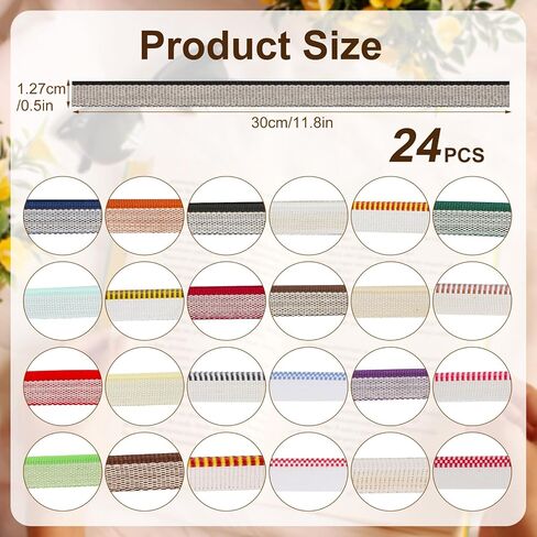24pcs Book Binding Headbands, 11.8x0.5 Inch Cotton Book Headband Bookbinding Endbands Book Binding Cloth Book Binding Kits for Beginners Book Binding Decoration (24 Colors) in Saudi Arabia