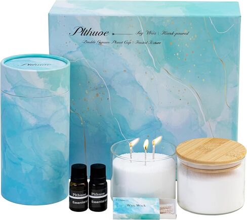 Pearled Candles Sand and Wicks Gift Set Scented Candle Sand Wax with Wick Natural Wax Beads Customized Powder for Candle Making Candle Refill Kit 2 * Natural Fragrance Oils & 2* Free Large Glass Jar in Saudi Arabia