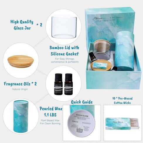 Pearled Candles Sand and Wicks Gift Set Scented Candle Sand Wax with Wick Natural Wax Beads Customized Powder for Candle Making Candle Refill Kit 2 * Natural Fragrance Oils & 2* Free Large Glass Jar in Saudi Arabia