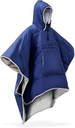 2 Pcs Thermal Poncho Wearable Hooded Blanket Winter Poncho Coat Outdoor Camping Sleeping Bag Blanket Water Resistant Windproof Cloak Cape with Hat for Adult Men Women in Saudi Arabia