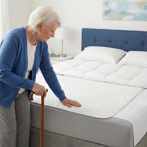 RMS Ultra Soft 4-Layer Washable and Reusable Incontinence Bed Pad - Waterproof Bed Pads, 34"X36" with Two 18" Flaps in Kuwait