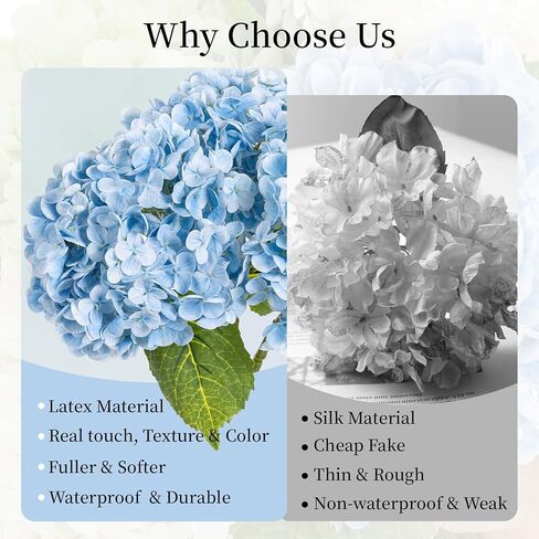 3 Pcs Blue Hydrangea Flowers 21 inches Real Touch Hydrangea Artificial Flowers Latex Faux Hydrangea Fake Flowers for Home Outdoor Party Floral Arrangements Table Wedding Decor in Saudi Arabia
