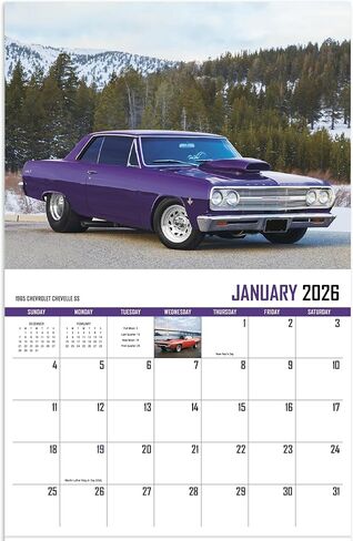Street Thunder 2026 Hanging Wall Calendar - 19" x 11" (Open) 2026 Monthly Appointment Planner and Organizer. Classic street rod cars to catch your attention all year long. in Saudi Arabia
