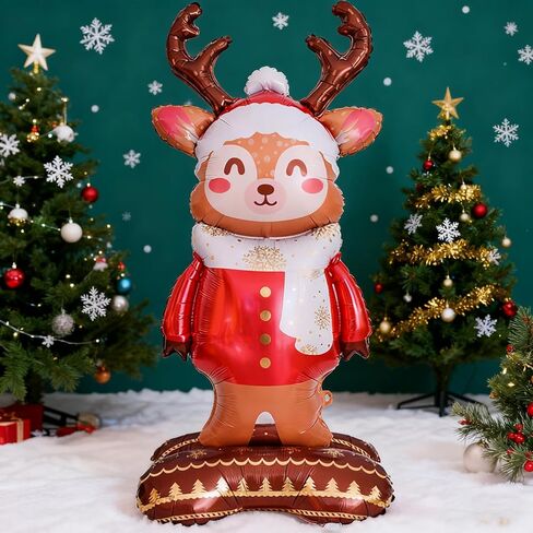 3D Christmas Foil Balloons Deer Balloons Large Standing Reindeer Balloon for Christmas Reindeer Birthday Party Decorations in Saudi Arabia
