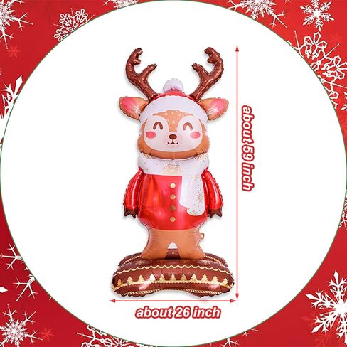 3D Christmas Foil Balloons Deer Balloons Large Standing Reindeer Balloon for Christmas Reindeer Birthday Party Decorations in Saudi Arabia