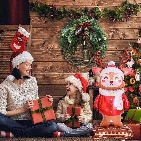 3D Christmas Foil Balloons Deer Balloons Large Standing Reindeer Balloon for Christmas Reindeer Birthday Party Decorations in Saudi Arabia