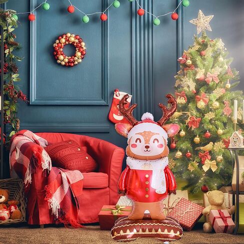3D Christmas Foil Balloons Deer Balloons Large Standing Reindeer Balloon for Christmas Reindeer Birthday Party Decorations in Saudi Arabia