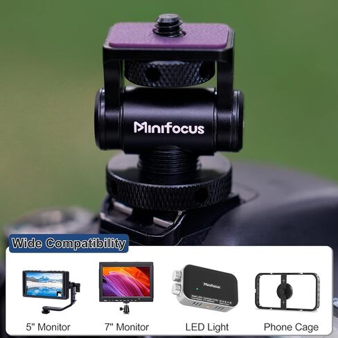 MINIFOCUS Camera Monitor Mount with Cold Shoe, 1/4" Screw for 5" & 7" Field Monitor, 160° Tilt Adjustable Holder for Field Monitor, LED, Flash and Video Shooting Photography Accessories in Kuwait