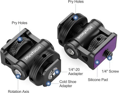 MINIFOCUS Camera Monitor Mount with Cold Shoe, 1/4" Screw for 5" & 7" Field Monitor, 160° Tilt Adjustable Holder for Field Monitor, LED, Flash and Video Shooting Photography Accessories in Kuwait