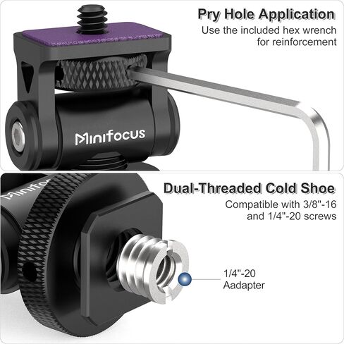 MINIFOCUS Camera Monitor Mount with Cold Shoe, 1/4" Screw for 5" & 7" Field Monitor, 160° Tilt Adjustable Holder for Field Monitor, LED, Flash and Video Shooting Photography Accessories in Kuwait