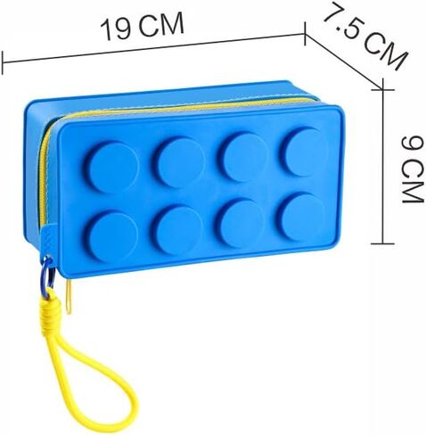 Blue Bricks Pencil Case With Zipper Compartments Stationery Pencil Bag for Students in Saudi Arabia