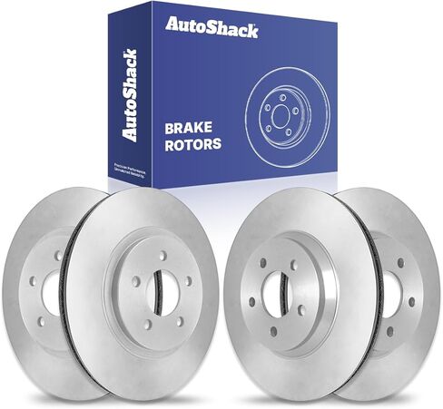 استبدال دوارات الفرامل الأمامية والخلفية المحفورة والمشقوقة من AutoShack لـ 2005-2014 Ford Mustang 3.7L 4.6L V6 V8 RWD Black E-Coated 4-PC Set NightGuard in Saudi Arabia