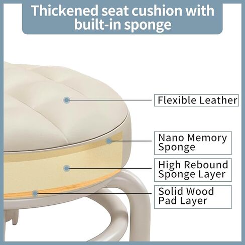 360 Rotating Low Stool,Rolling Pulley Low Stool with Wheels,Shoe Changing Makeup Cleaning with Wheels,Pedicure,Massage SPA and Home (White) in Saudi Arabia
