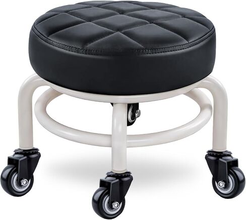 360 Rotating Low Stool,Rolling Pulley Low Stool with Wheels,Shoe Changing Makeup Cleaning with Wheels,Pedicure,Massage SPA and Home (White) in Saudi Arabia