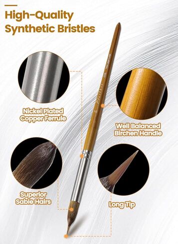 Watercolor Brushes Professional Set - 6Pcs Extended Needle Point Artist Paint Brushes Professional Liner Brush - Synthetic Sable Hair Thin Paint Brushes for Watercolor Acrylic & Gouache (6pcs) in Saudi Arabia