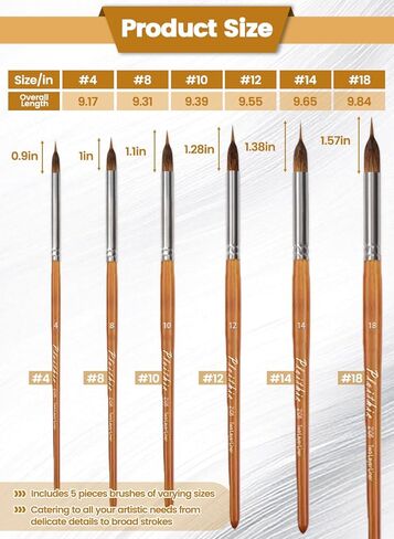 Watercolor Brushes Professional Set - 6Pcs Extended Needle Point Artist Paint Brushes Professional Liner Brush - Synthetic Sable Hair Thin Paint Brushes for Watercolor Acrylic & Gouache (6pcs) in Saudi Arabia