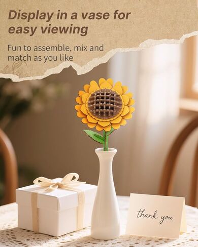 3D Sunflower Wooden Puzzles for Adults,DIY Wooden Flower Craft,DIY Wooden Flowers Model Kit Building Set Craft for Adults to Build.(3.9 * 3.6 * 9.1in 86PCS) in Kuwait