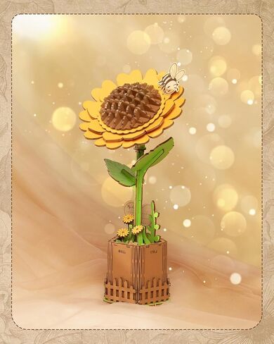3D Sunflower Wooden Puzzles for Adults,DIY Wooden Flower Craft,DIY Wooden Flowers Model Kit Building Set Craft for Adults to Build.(3.9 * 3.6 * 9.1in 86PCS) in Kuwait