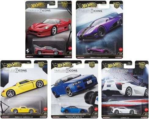 نموذج سيارة بمقياس 1:64 متوافق مع Hot Wheels Premium Car Culture Timeless Icons N Case مجموعة من 5 سيارات، FPY86-961N in Kuwait