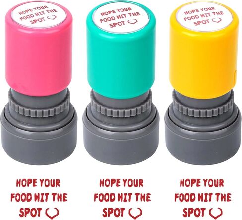3pcs Hope Your Food Hit The Spot Stamp, Self-Ink Server Stamps for Checks Server Accessories for Restaurant Service Work (Green, Yellow, Pink) in Saudi Arabia