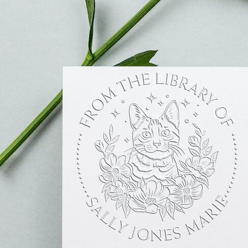 Custom Made Book Ownership Label Embosser, Hybrid Spiritual Horse Design, Personalized Library Collection Seal Press, Size 1-5/8, Belongs to Stamp, Available in Pink/Black Handle Option in Saudi Arabia