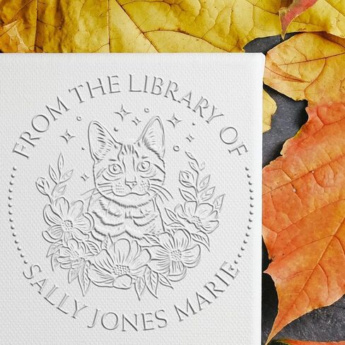 Custom Made Book Ownership Label Embosser, Hybrid Spiritual Horse Design, Personalized Library Collection Seal Press, Size 1-5/8, Belongs to Stamp, Available in Pink/Black Handle Option in Saudi Arabia