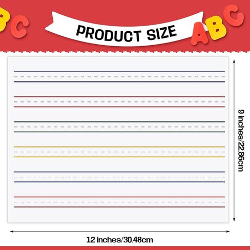 50 Sheet 4-Color Raised Line Paper for Handwriting Practice, Wide Ruled Portrait Writing Paper for Beginner Kids Teachers Students Sensory with Line, 12 x 9 Inch in Saudi Arabia