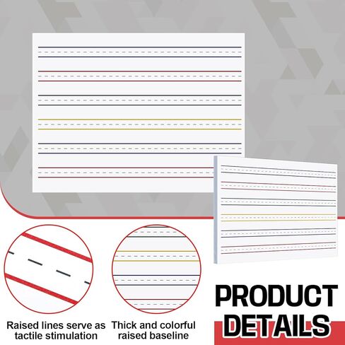 50 Sheet 4-Color Raised Line Paper for Handwriting Practice, Wide Ruled Portrait Writing Paper for Beginner Kids Teachers Students Sensory with Line, 12 x 9 Inch in Saudi Arabia
