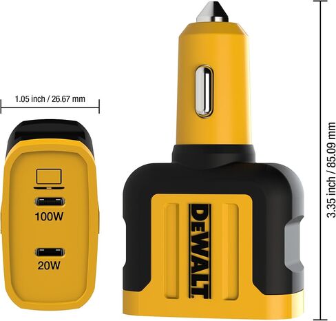 محول شاحن سيارة DEWALT USB + USB C، شاحن USB ولاعة سجائر 49.5 وات، شاحن سيارة PD PPS 30 وات شحن سريع 3.0 شحن سريع لهاتف iPhone 15/15 Plus/15 Pro/15 Pro Max، Galaxy S23/22، Pixel in Saudi Arabia