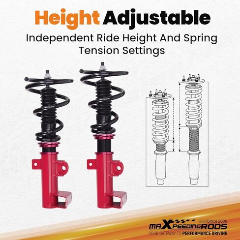 maXpeedingrods Coilovers for Benz C-class W203 RWD 2000-2007, for Benz CLK C209 W209 A209 RWD 2002-2010, Height Adjustable Full Coilovers Suspension Kit, Preset Damping Shock Struts Lowering Kit Red in Saudi Arabia