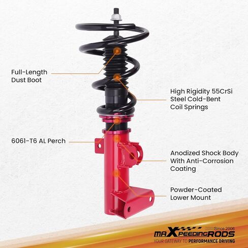 maXpeedingrods Coilovers for Benz C-class W203 RWD 2000-2007, for Benz CLK C209 W209 A209 RWD 2002-2010, Height Adjustable Full Coilovers Suspension Kit, Preset Damping Shock Struts Lowering Kit Red in Saudi Arabia