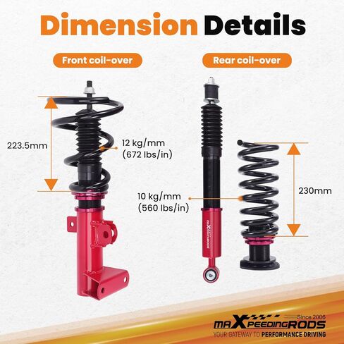 maXpeedingrods Coilovers for Benz C-class W203 RWD 2000-2007, for Benz CLK C209 W209 A209 RWD 2002-2010, Height Adjustable Full Coilovers Suspension Kit, Preset Damping Shock Struts Lowering Kit Red in Saudi Arabia