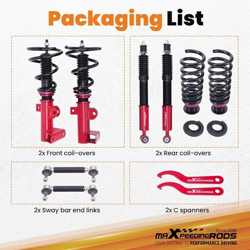 maXpeedingrods Coilovers for Benz C-class W203 RWD 2000-2007, for Benz CLK C209 W209 A209 RWD 2002-2010, Height Adjustable Full Coilovers Suspension Kit, Preset Damping Shock Struts Lowering Kit Red in Saudi Arabia