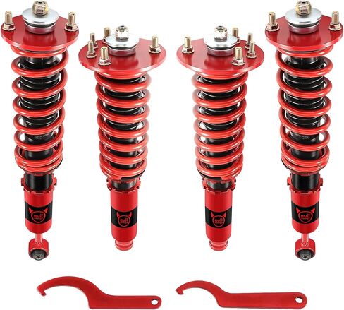 ملفات الطاقة الشريرة متوافقة مع Honda Accord 1998-2002، Acura CL 2001-2003، Acura TL 1999-2003، طقم خفض الارتفاع قابل للتعديل، طقم تعليق Coilover مزدوج الأنبوب لركوب مريح، أحمر in Kuwait