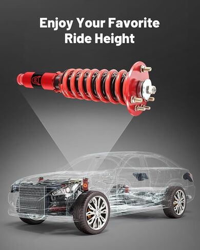 ملفات الطاقة الشريرة متوافقة مع Honda Accord 1998-2002، Acura CL 2001-2003، Acura TL 1999-2003، طقم خفض الارتفاع قابل للتعديل، طقم تعليق Coilover مزدوج الأنبوب لركوب مريح، أحمر in Kuwait