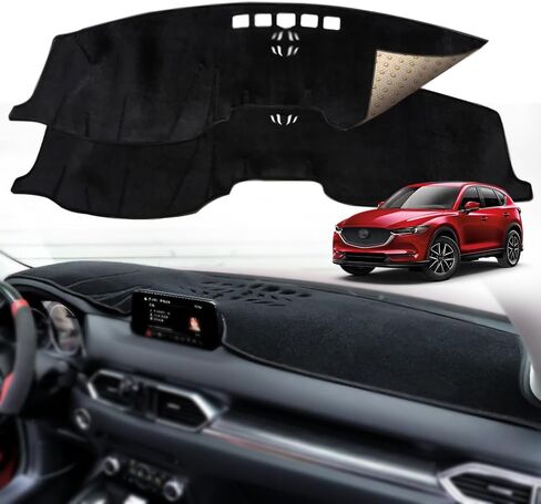 غطاء لوحة قيادة السيارة باللون الأسود من Beerte مناسب لسيارة Mazda CX-5 2026 2025-2017 من الفلانيل غطاء وحدة التحكم المركزية للوحة القيادة وغطاء واقي من الشمس (بدون HUD) in Kuwait