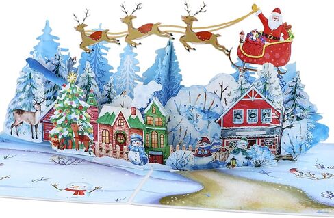 D4DREAM 3D Winter Village Pop up Christmas Card for Family, Friends, Kids, Xmas Popup Card with Blank Notecard & Envelope in Saudi Arabia