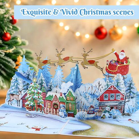 D4DREAM 3D Winter Village Pop up Christmas Card for Family, Friends, Kids, Xmas Popup Card with Blank Notecard & Envelope in Saudi Arabia